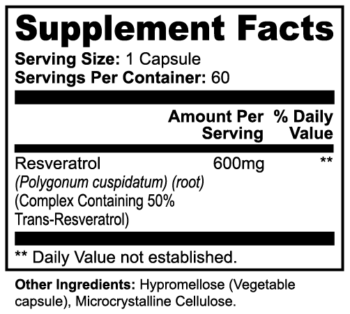 Resveratrol 50% 600mg 60 Capsules