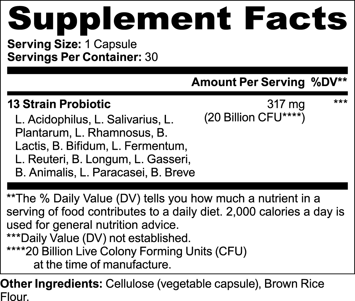 Probiotic 20 Billion CFU 60 Capsules